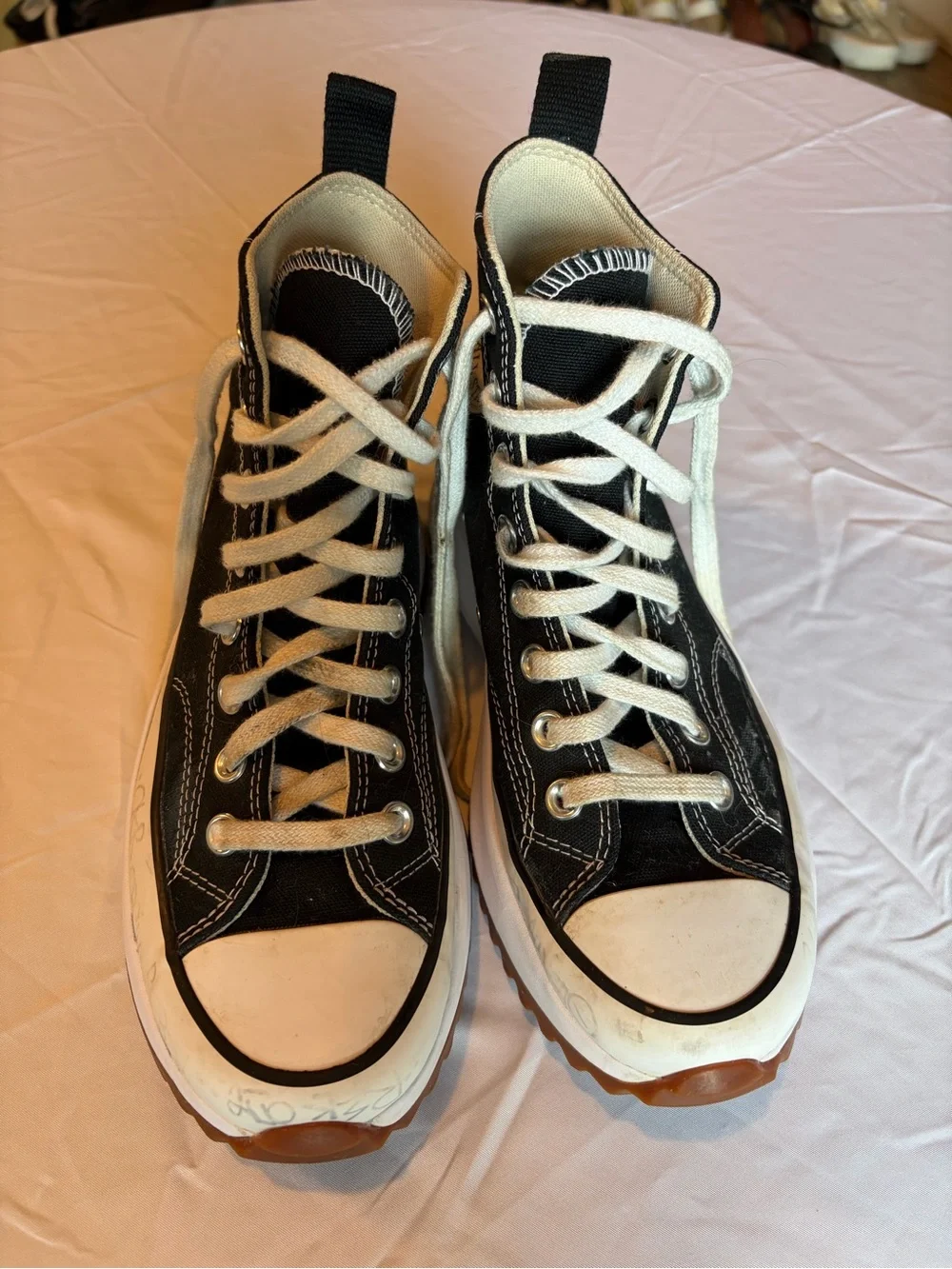 Converse Black and Cream Platform High-Top Sneakers